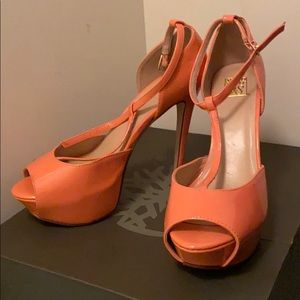 Peach colored heels! Only work once! $55 OBO